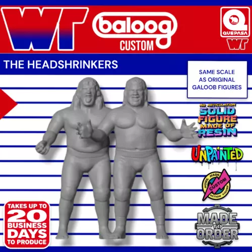 THE HEADSHRINKERS SAMU & FATU Unpainted (Hasbro/Galoob Scale) WWF Custom LJN WWE