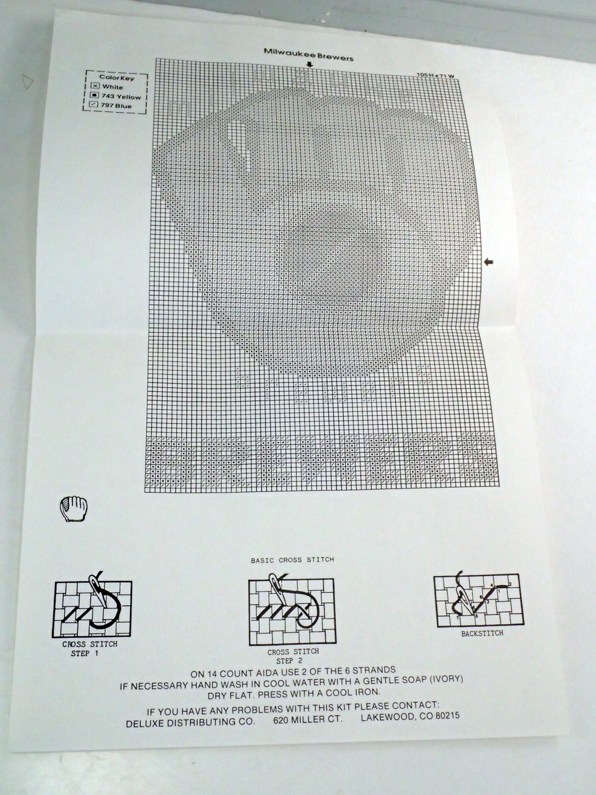 Nomis Yarn Milwaukee Brewers Counted Cross Stitch Retro Ball Glove Logo