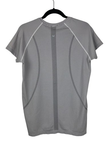 Lululemon Swiftly Tech Short Sleeve Shirt Size 12 Stripe White Black Run Womens - Picture 2 of 7