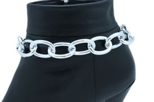 Women Silver Metal Chain Chunky Links Boot Bracelet Shoe Band Bling Street Wear