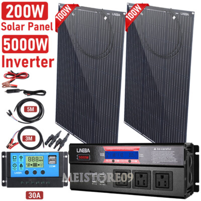 Home 110V Grid System Solar Panel Kit with 5000W Power Inverter & 30A Controller