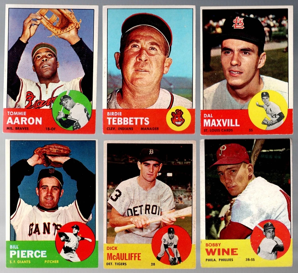 EX $ 1963 Topps Lote DUREN Lopat BELINSKY Power LAU Aaron TEBBETTS Pierce Bragan+ Foto 4 de 4