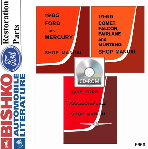 1965 Falcon Mustang Fairlane Thunderbird Shop Service Repair Manual CD