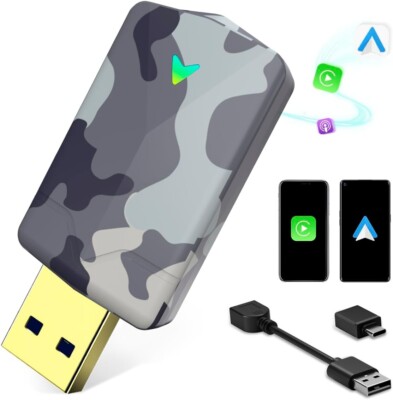 Mini Carplay and Android Auto Wireless Adapter with Fast Stable WiFi Bluetooth C