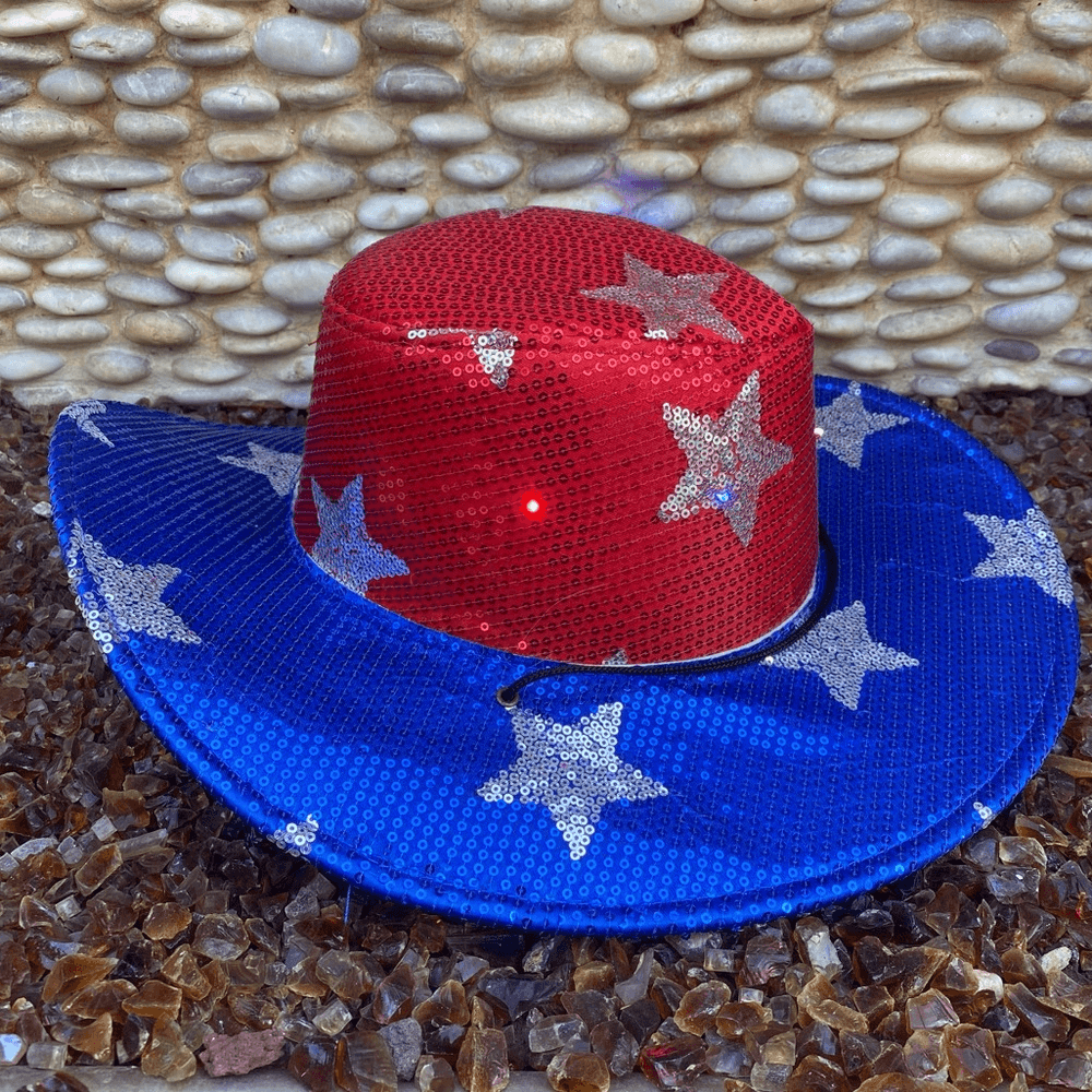 Vintage 70s USA Royal Blue Western cowboy hat Hat Patriotic July 4th s-l400.jpg main image 2