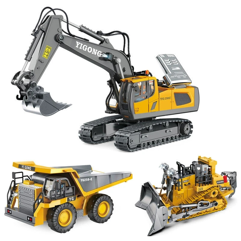 Kids RC Construction Vehicles Set 2.4GHz Remote Control Excavator Dump Truck Toy — image 3
