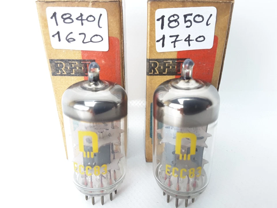 TUBOS DE VACÍO ECC83/12AX7 NOS MATCH PAR RFT SERIE "1" AÑOS 60 HECHOS EN ALEMANIA Foto 3 de 4