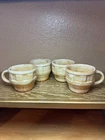 Frankoma Pottery Wagon Wheel Plainsman Gold Tea Cups Set Of 4