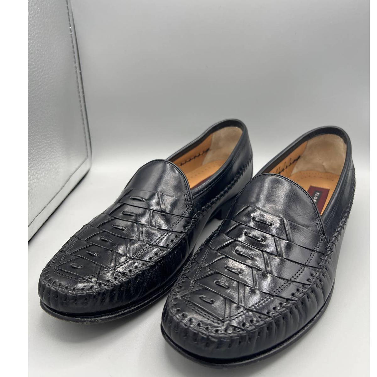 Florsheim Bridgeport 18341 Men\'s 9D Black Leather Slip-On‎ Loafer Moccasin Woven FLORSHEIM Weave “Bridgeport” loafers men main image 4