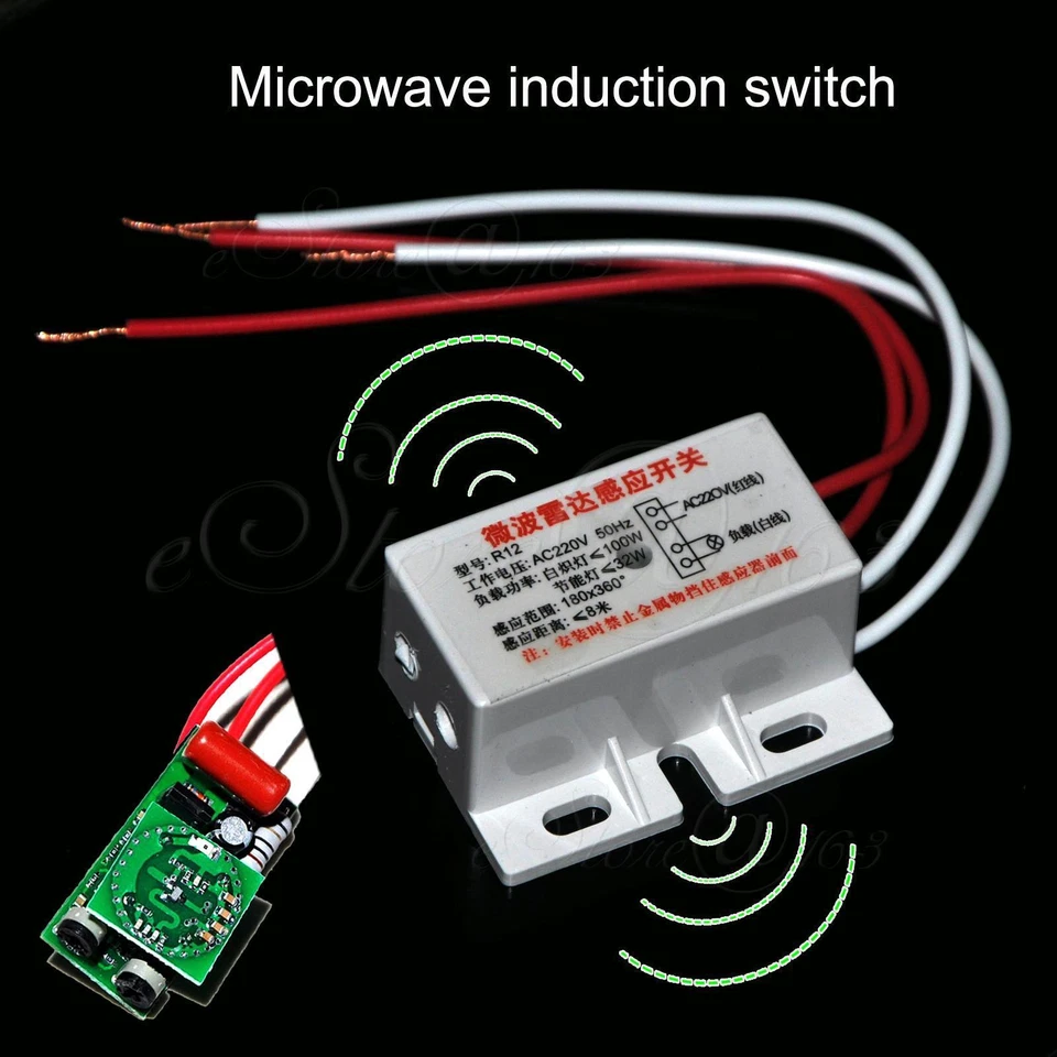 2x 100-220V Microwave Radar Sensor Switch Motion Detector For Alarm Anti Theft - Image 4 of 4