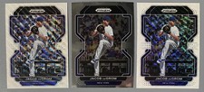 Three 2022 Panini Prizm Jacob DeGrom: 2 White Wave Prizm & 1 Base #27 Mets
