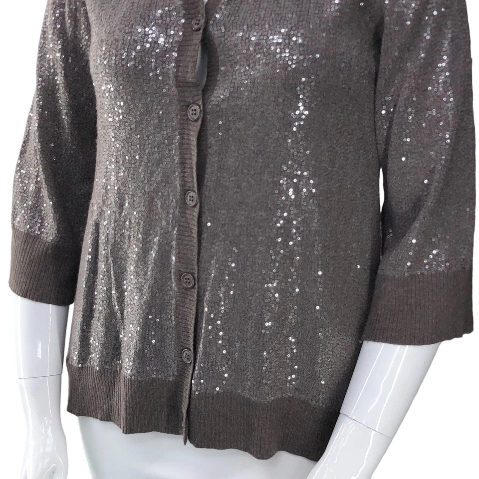 Женский свитер кардиган с капюшоном Alice + Olivia размер M серый с блестками - Изображение 3 из 4