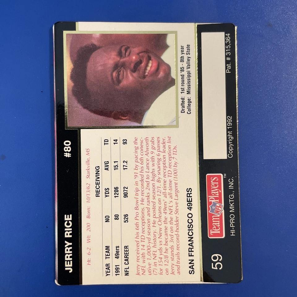 1992 Action Packed Rookie Update Jerry Rice #59 San Francisco 49ers HOF - Image 2 of 2