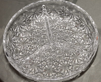 Luxhem De Veropa French Daisy & Button 3 Part Divided Cut Glass Relish Dish 7.5''