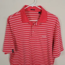 Polo Ralph Lauren Shirt Mens Large Red Striped TPC Sawgrass Pima Cotton Golf