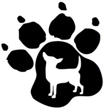 Vinyl Decal for Window  - Chihuahua Paw Print (May Personalize w/ Name)