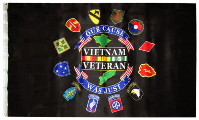 3x5 Vietnam Veteran Our Cause Was Just Black Polyester Flag 3'x5' Banner (EE)