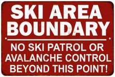 Ski Area Boundary Sign Vintage Look Retro Gift Resort Snow Mountain 108120068010