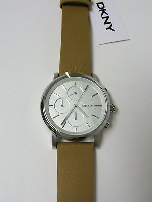 W) DKNY SOHO CHRONOGRAPH WATCH LIGHT BROWN LEATHER BAND  display picture 1
