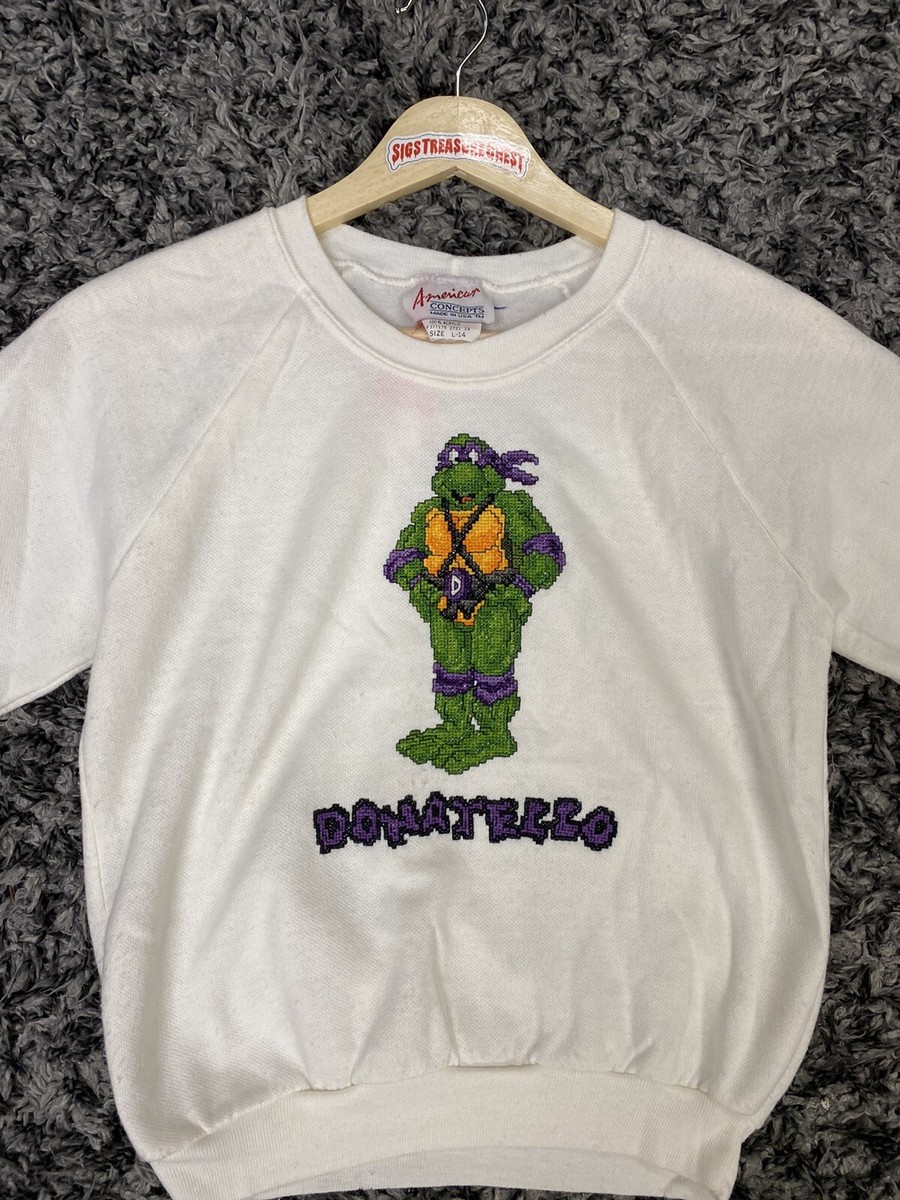 Vintage TMNT Donatello Cross Stitch Sweater Youth L 14 Rare Retro