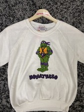 Vintage TMNT Donatello Cross Stitch Sweater Youth L 14 Rare Retro 80  s Child  s