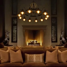 Rustic Farmhouse Pendant Chandelier Ceiling Light Dining Room Hemp Rope Fixture