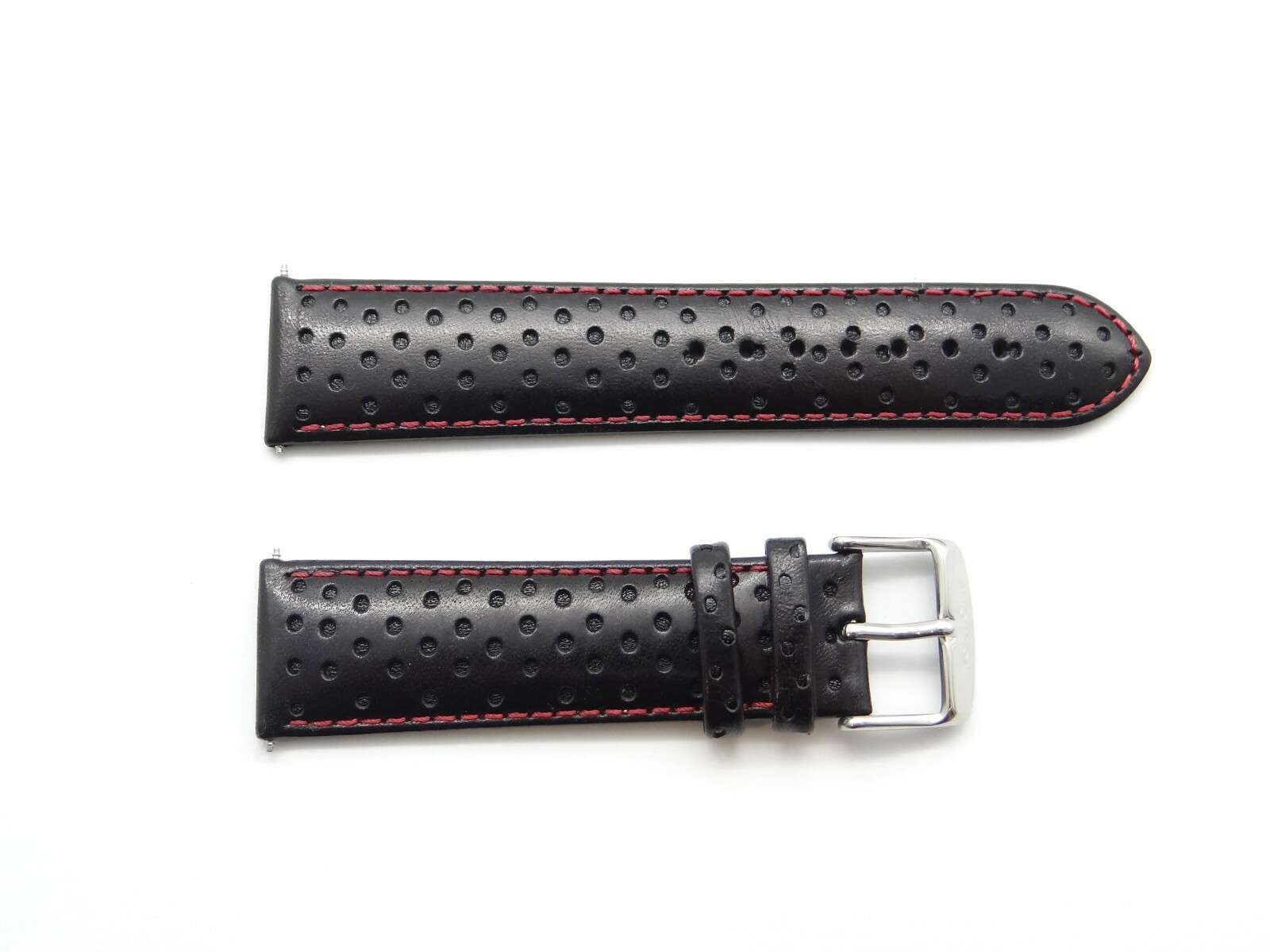 Uhrenarmband Schwarz Aus Leder - Mit Dornschließe In Silber Für Herrenuhren