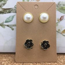 4 PC Matching Clip-on Non Pierced Earrings Set Gold-Tone New Free Ship 4453