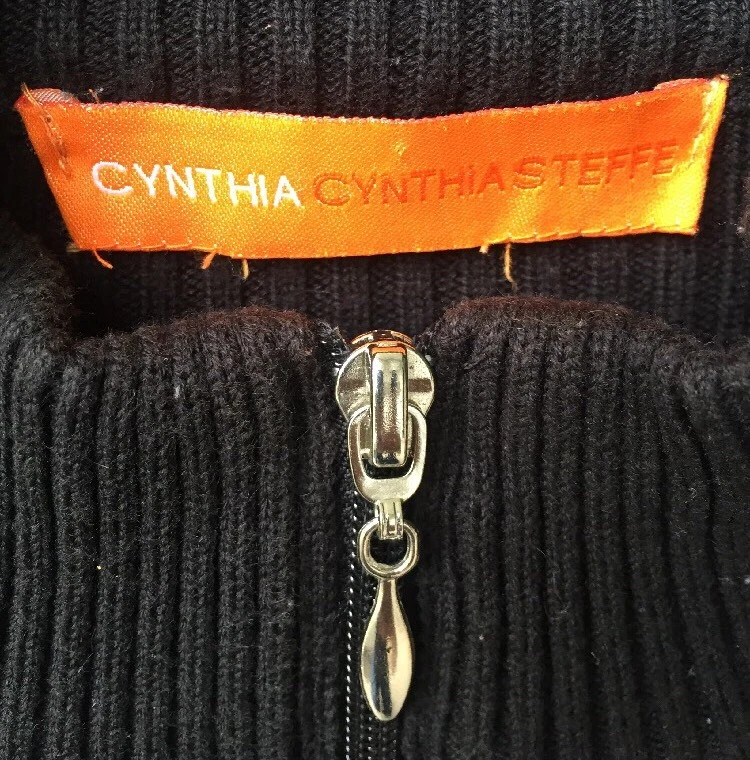 Suéter de cuero Cynthia Steffe piel algodón acanalado gamuza negra Foto 4 de 4