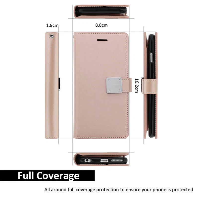 For Apple iPhone - Premium Leather Bi-Fold Flip Card Wallet Cover Case ROSE GOLD - Image 3 of 4