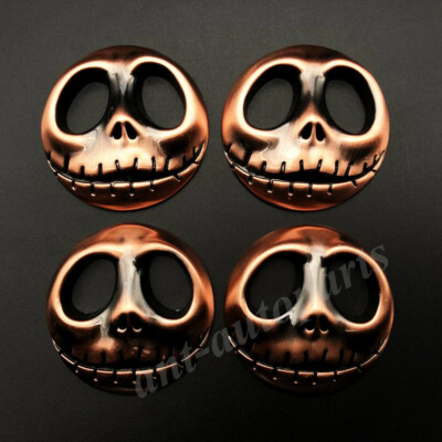 4-Pack 3D Jack Skellington Skull Pumpkin Car Emblem & Motorcycle Badge Stickers