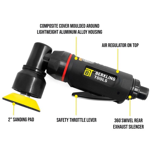 Mini lijadora orbital de aire aleatoria de alta velocidad Berkling BT 5201 grado profesional de 2" - Imagen 2 de 9