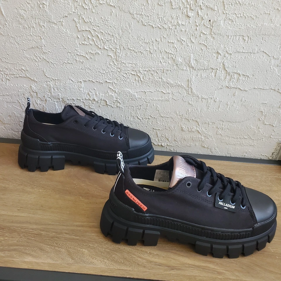 Botas de plataforma Palladium Revolt Lo TX para mujer 6,5 negras de lona gruesas Gorpcore Y2K Foto 4 de 4