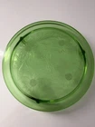 Vintage Jeanette Uranium Green Depression Glass Sunflower Footed Cake Plate