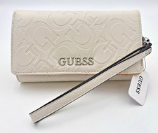 GUESS Logo-Embossed Faux-Leather Wristlet BiFold Wallet - Cream - NWT