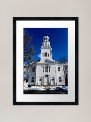 Alte erste Kirche im Schnee Bennington gerahmtes Wandbild Poster Leinwanddruck Bild