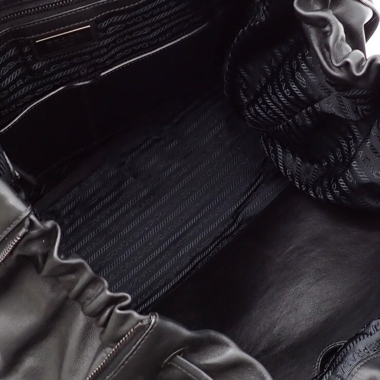 PRADA backpack tote bag VZ0064 soft calf leather black silver hardware from japa thumbnail 7