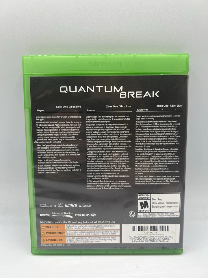 Quantum Break Xbox One Complete CIB - Image 2 of 4