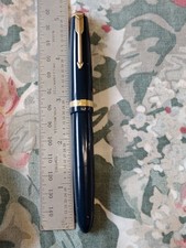 Parker Duofold Standard Blue Resin 14k Gold F Flexible Nib Fountain pen England 