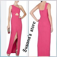 NWT BCBG MAXAZRIA SIZE 0 KAURI ONE SHOULDER CUTOUT FR SLIT MAXI GOWN DRESS 338