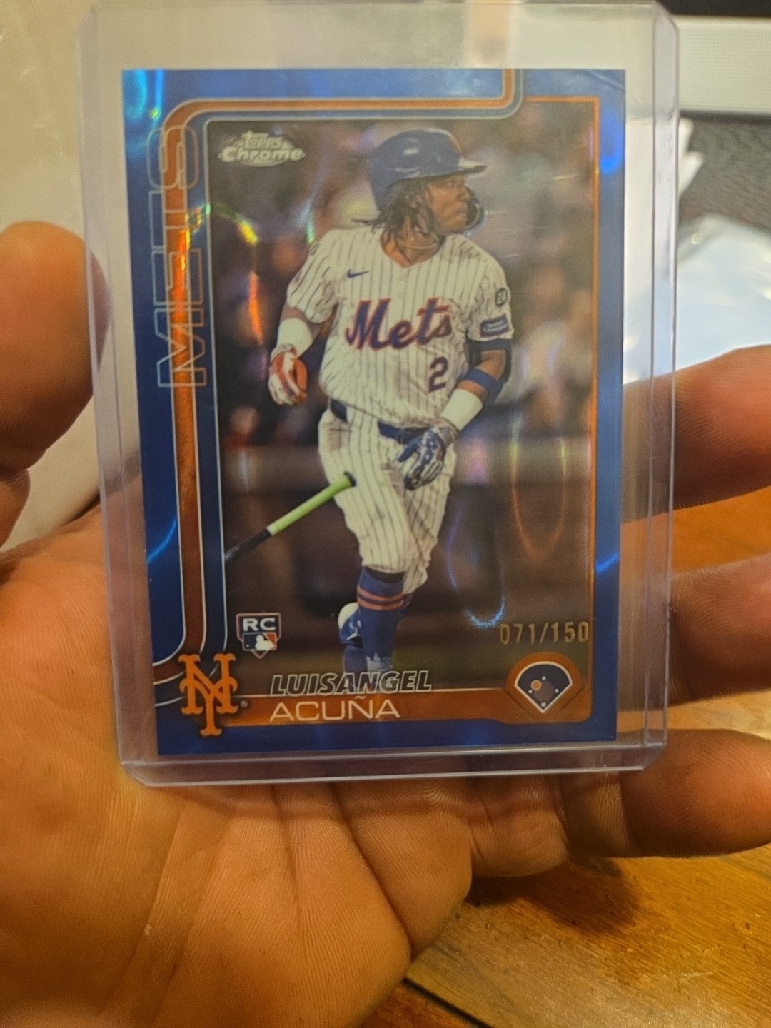 2025 Topps Chrome #56 LUISANGEL ACUNA Blue Lava Rookie #/150 Color Match Mets