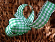 Eleganza Large Gingham check - GREEN  38mm - Cut Edge Edged Ribbon - 3 metres