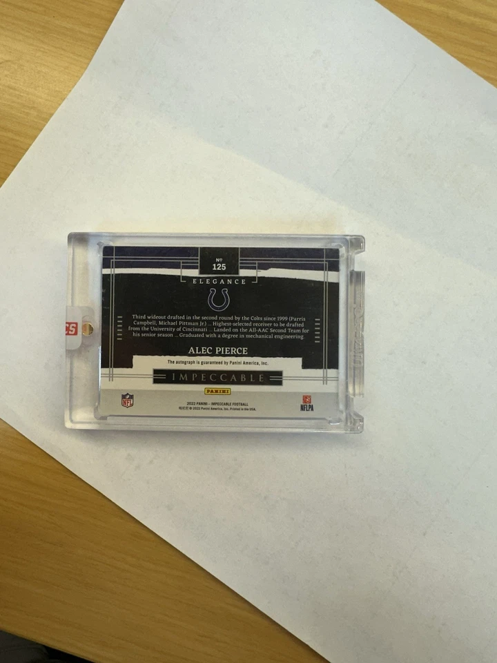 2022 Impeccable 1oz Silver Bar Alec Pierce 3/19 RC Auto Rookie Sealed By Panini! - Image 2 of 4