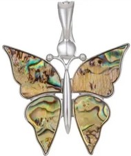 WEARABLE ART BY ROMAN NEW NIB Abalone Butterfly  Necklace Women's Gift set