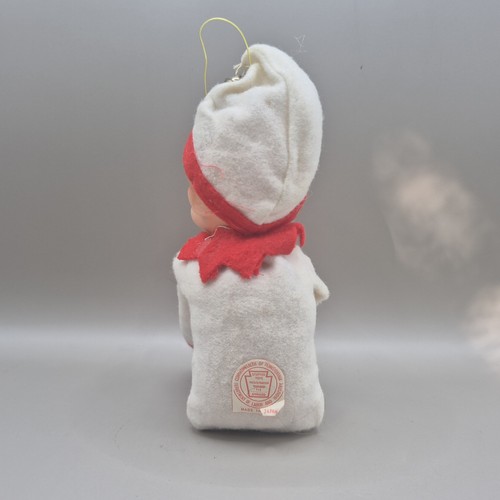 Abrazador de rodilla de colección Navidad Pixie Elfo blanco rojo fieltro ojos azules - Imagen 3 de 6