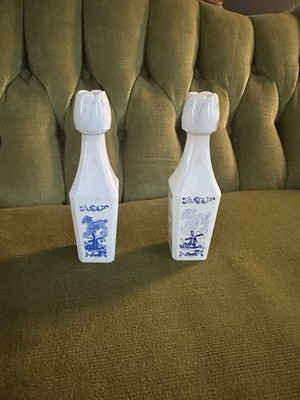 Vintage Delftware Blue And White Bottles