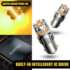 2 Pcs 1156 Amber Yellow Led Bulb Brake Stop Light Lamp Super Bright Auxito