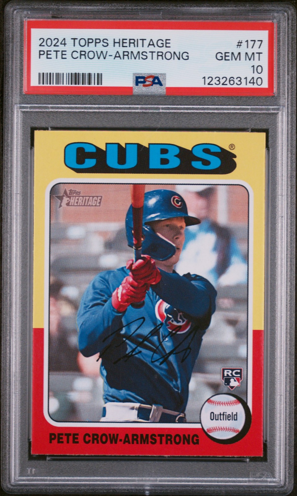 2024 Topps Heritage #177 Pete Crow-Armstrong Rookie RC Chicago Cubs GEM PSA 10