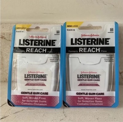 (2) J & J  Listerine Reach Gentle Gum Care Floss Cinnamon Mint Woven Floss
