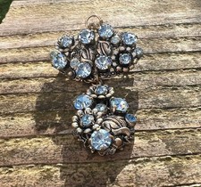 Broche Fantaisie Ancienne/vintage - Pointes De Cristal Facon Gemme Brute, Monture Argentée, Occasion